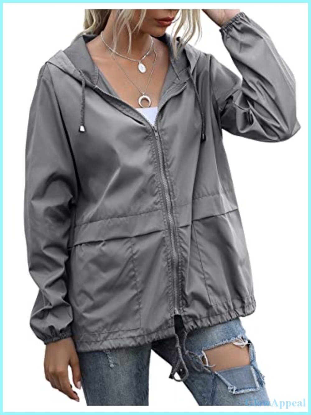 Women's Lightweight Waterproof Rain Jacket Hooded Packable